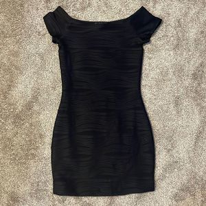 Bodycon Wavy Print Off The Shoulder Polyester Mini Dress